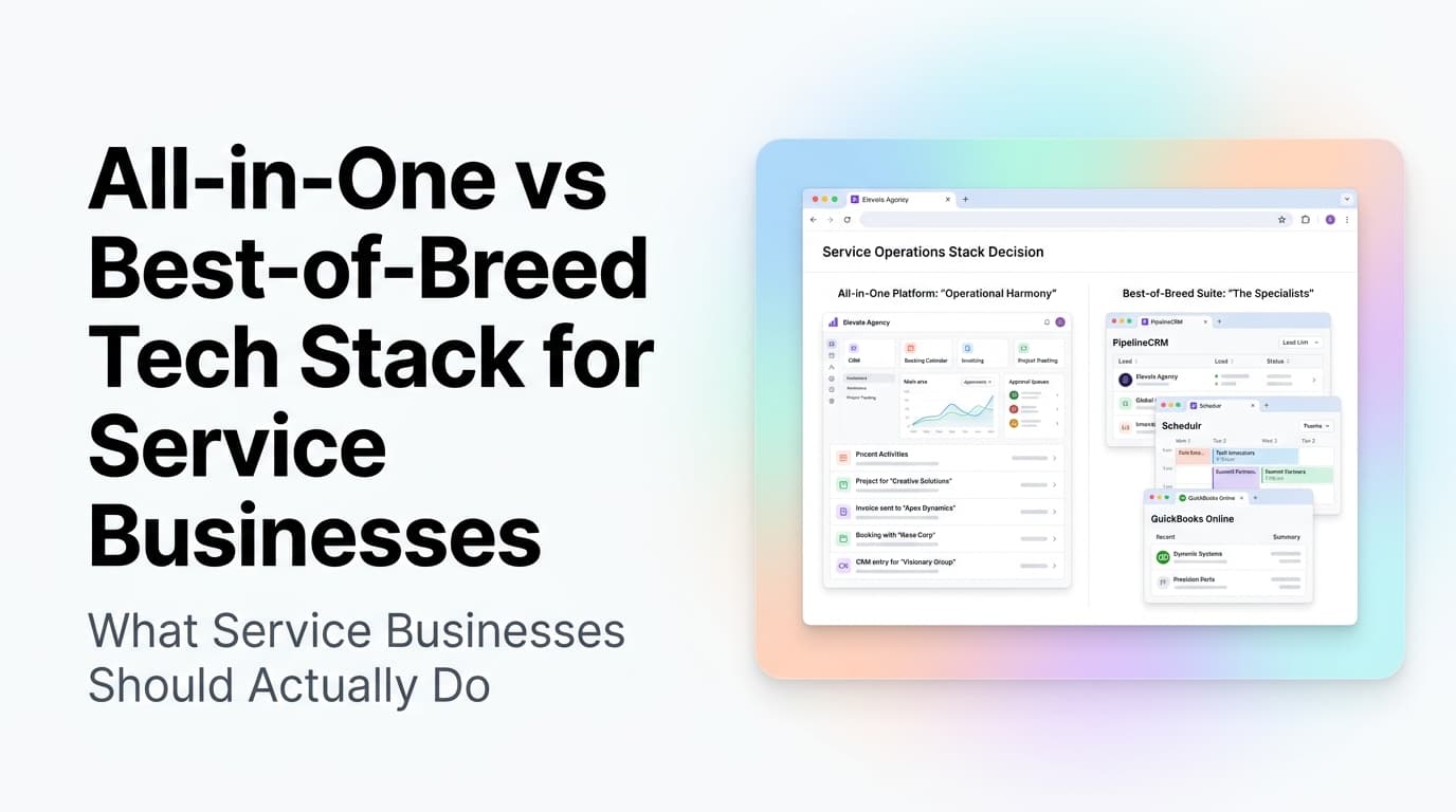 Comparison of all-in-one platform vs connected best-of-breed tools for service business tech stack