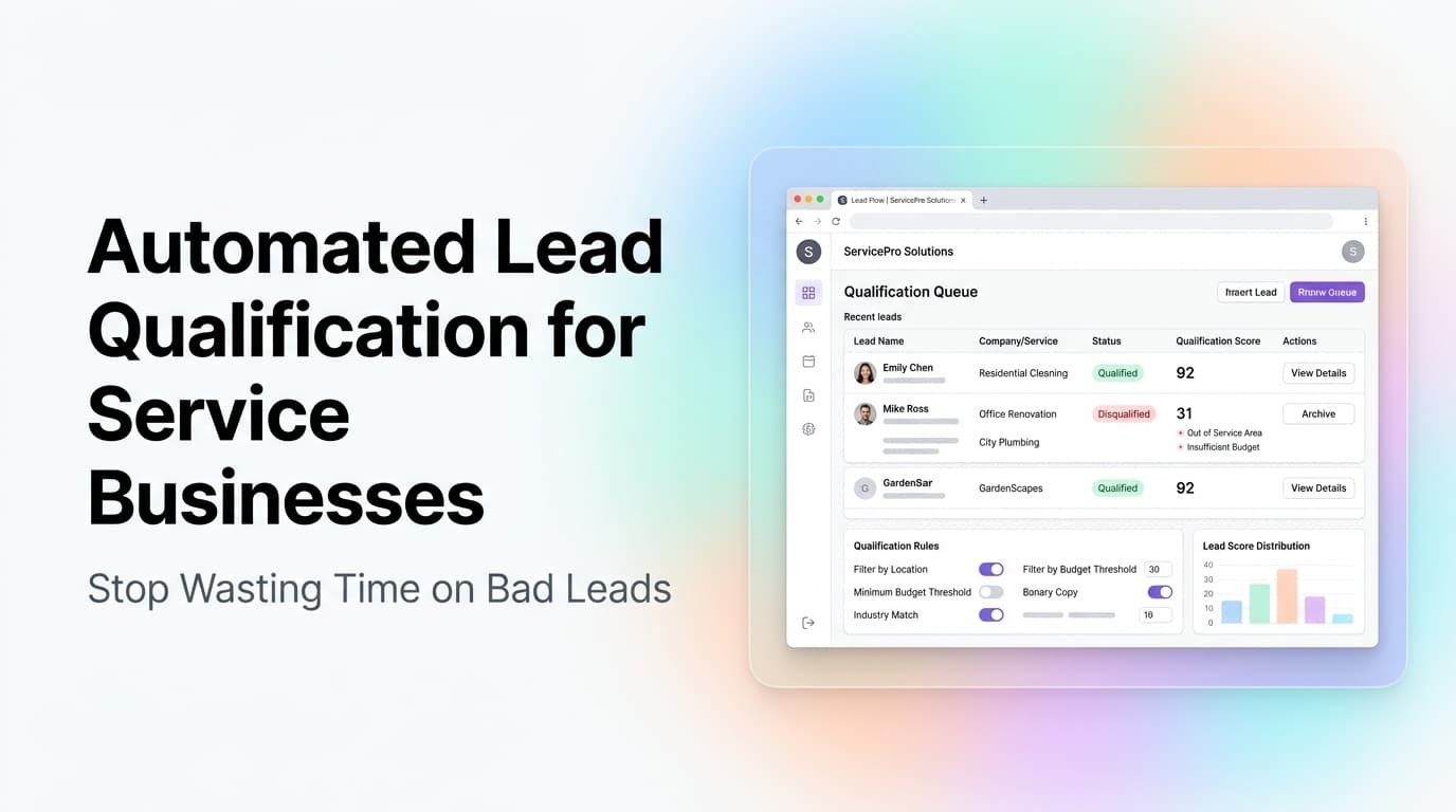 Abstract illustration showing a lead qualification funnel with automated filters sorting prospects