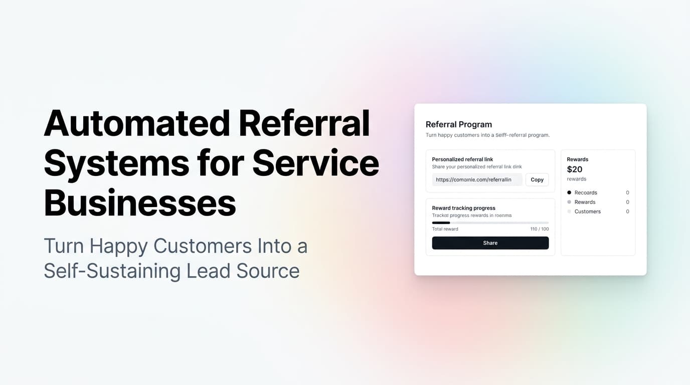 Dashboard showing automated referral tracking with customer rewards and referral source attribution
