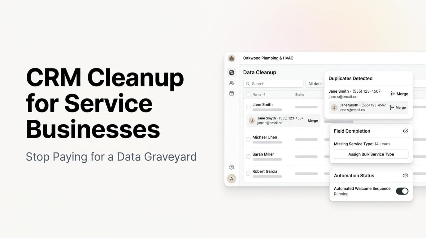 Clean CRM dashboard interface showing organized lead pipeline and automated workflow triggers
