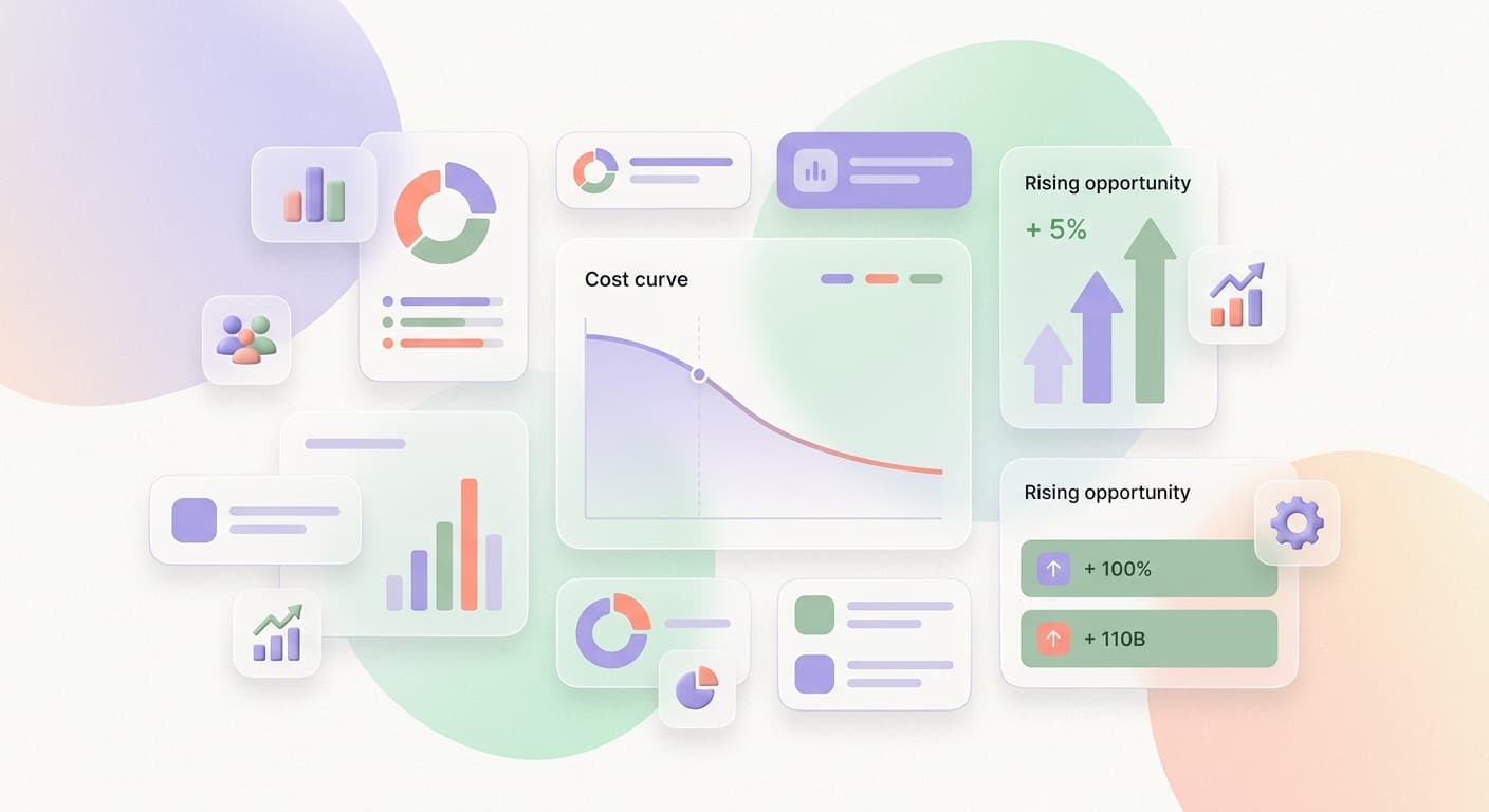 Graph showing AI costs declining, representing new business opportunity