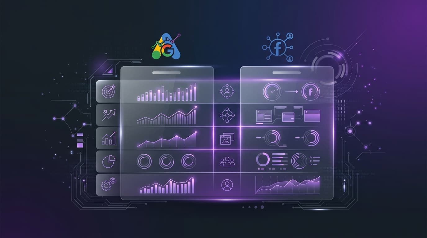 Comparison chart showing Google Ads and Facebook Ads performance metrics
