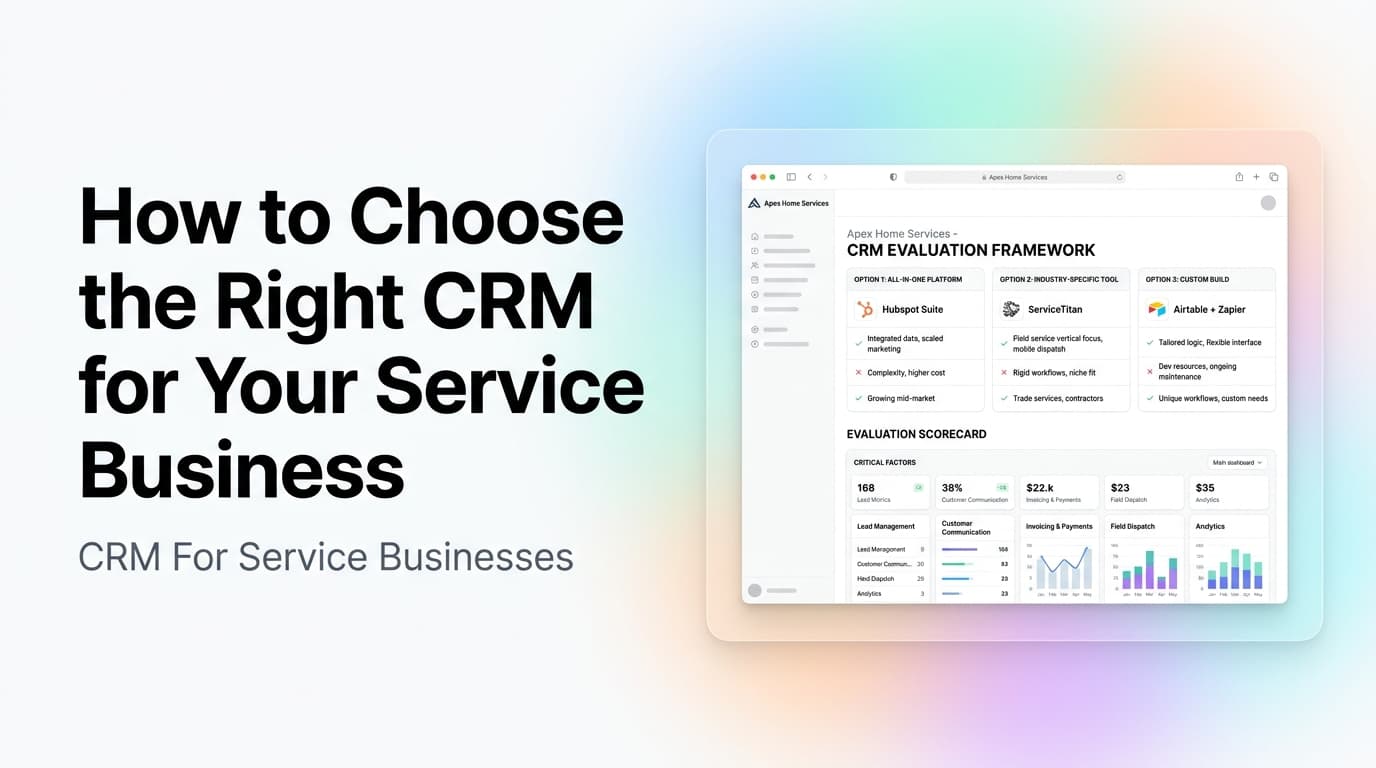 CRM comparison chart showing different software options for service businesses