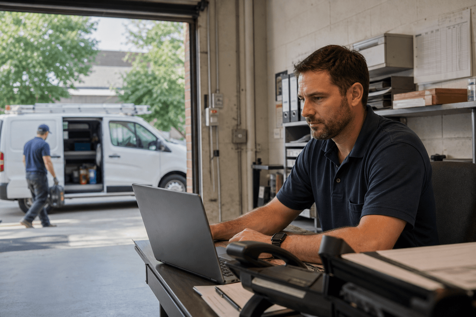 An HVAC service inquiry moving from a residential system to a human operations review.