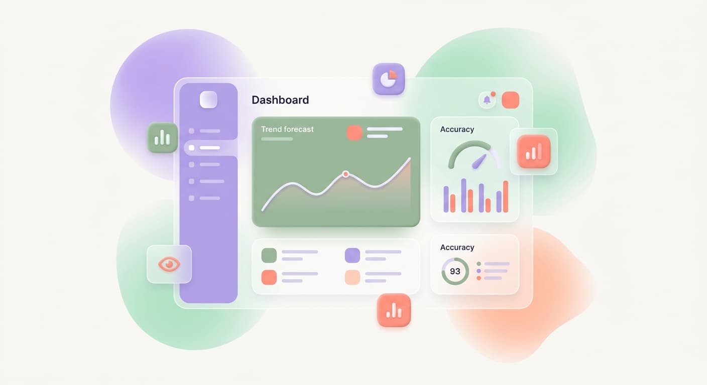 Predictive analytics chart with data streams and forecasting trend lines