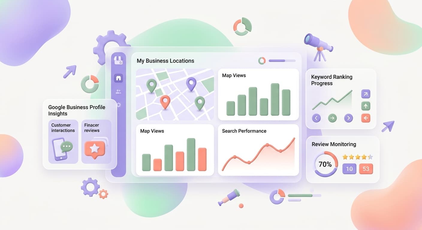 Rome Georgia business owner optimizing Google Business Profile on laptop with local search results