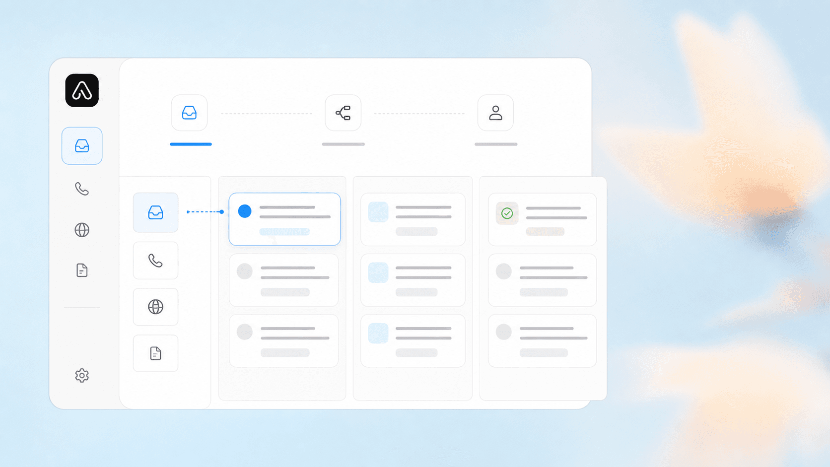 AnovaGrowth review workspace organizing inbox, phone, web, and document requests into a human-reviewed queue