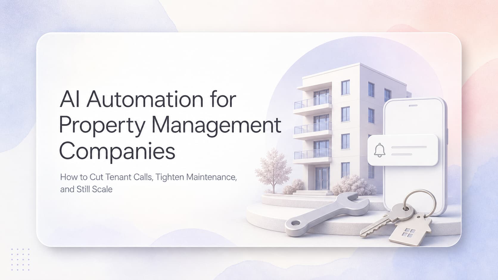 Property management dashboard mockup showing maintenance tickets, lease renewals, and tenant communication queues