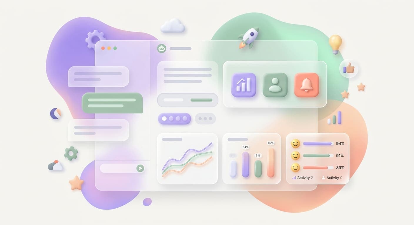 AI chatbot interface on a business website with customer conversation bubbles