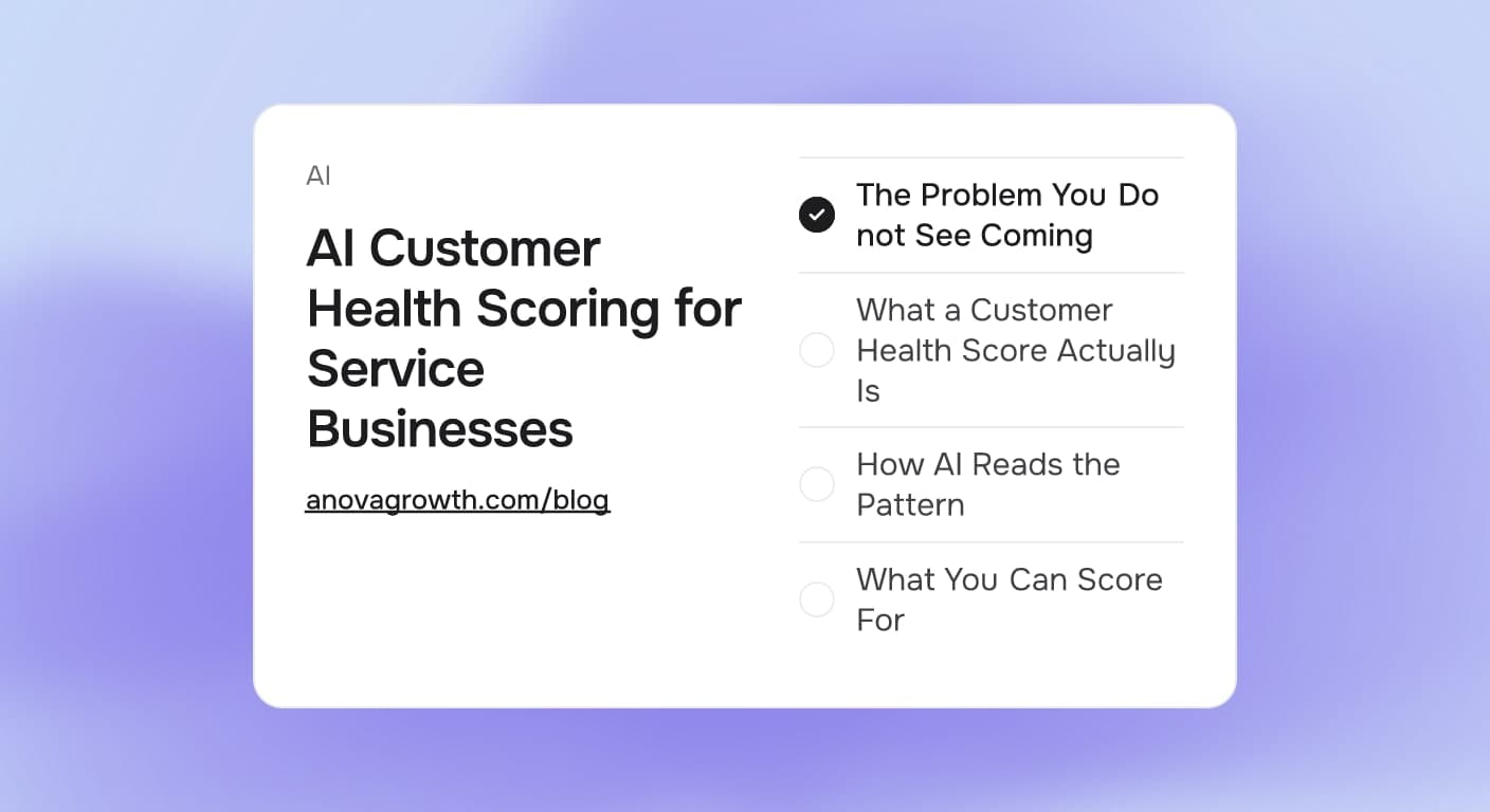 A service business dashboard showing customer health scores and risk alerts