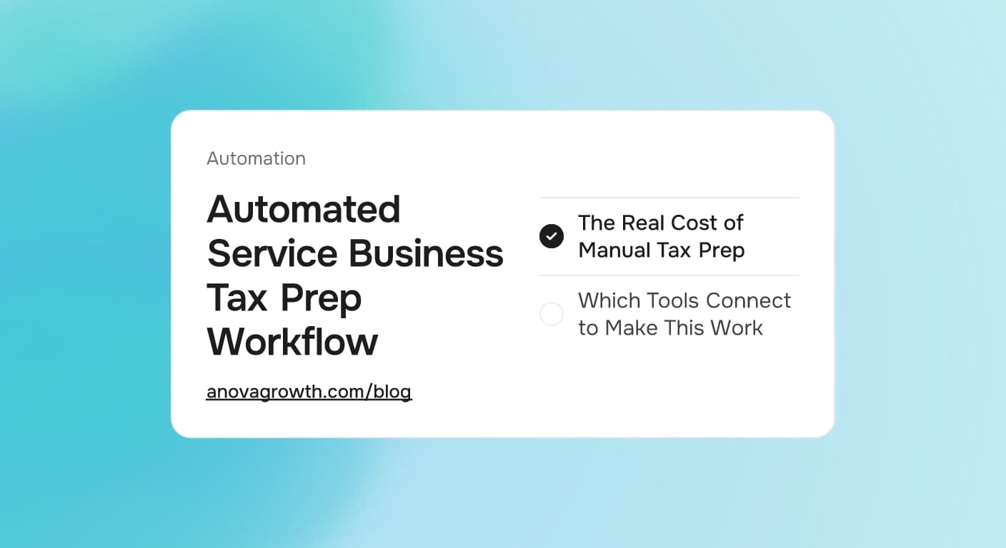 A clean desk with financial documents, a calculator, and a laptop showing automated workflow dashboard