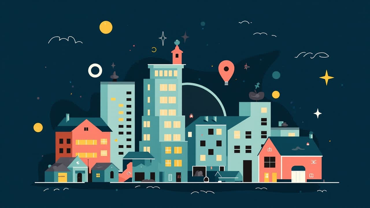 Abstract modern illustration of Charleston hospitality and real estate local SEO strategy