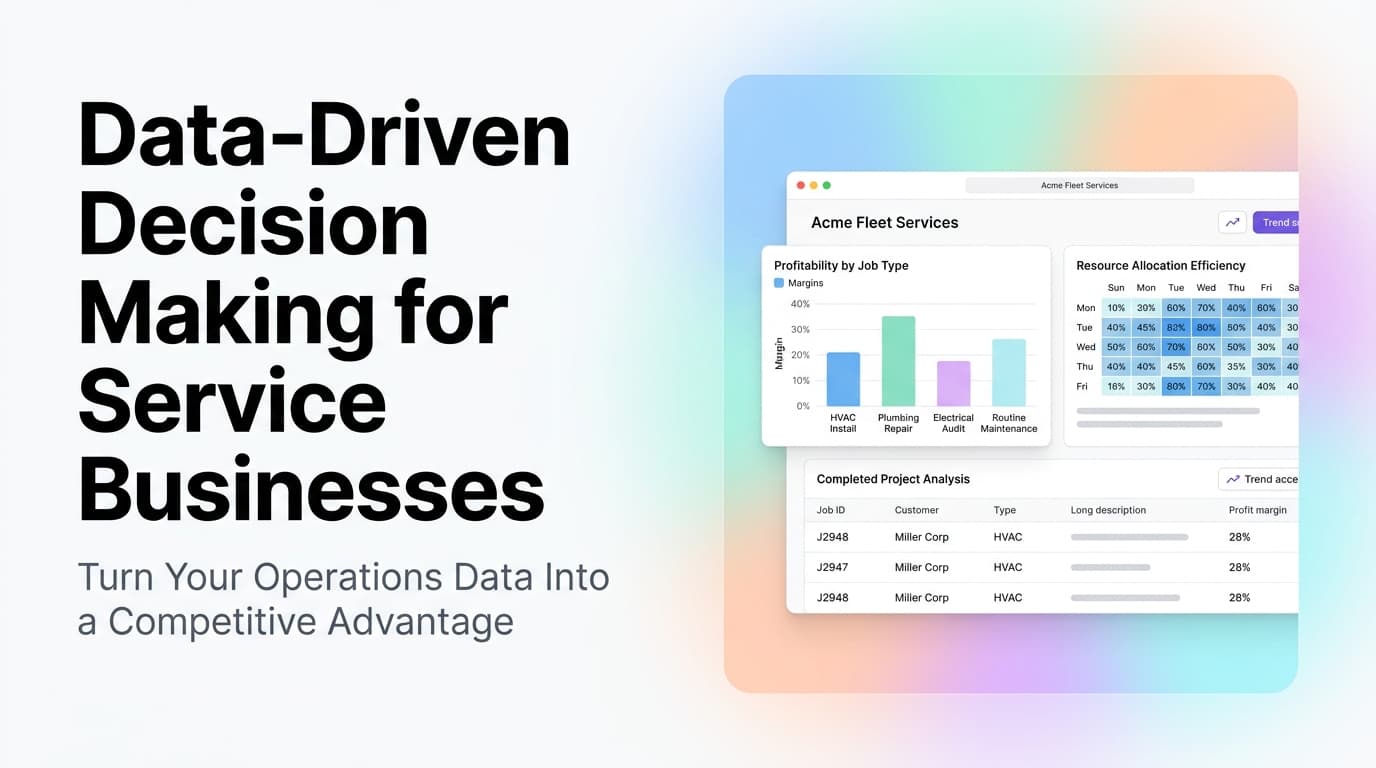 Service business dashboard showing key operational metrics and data-driven insights