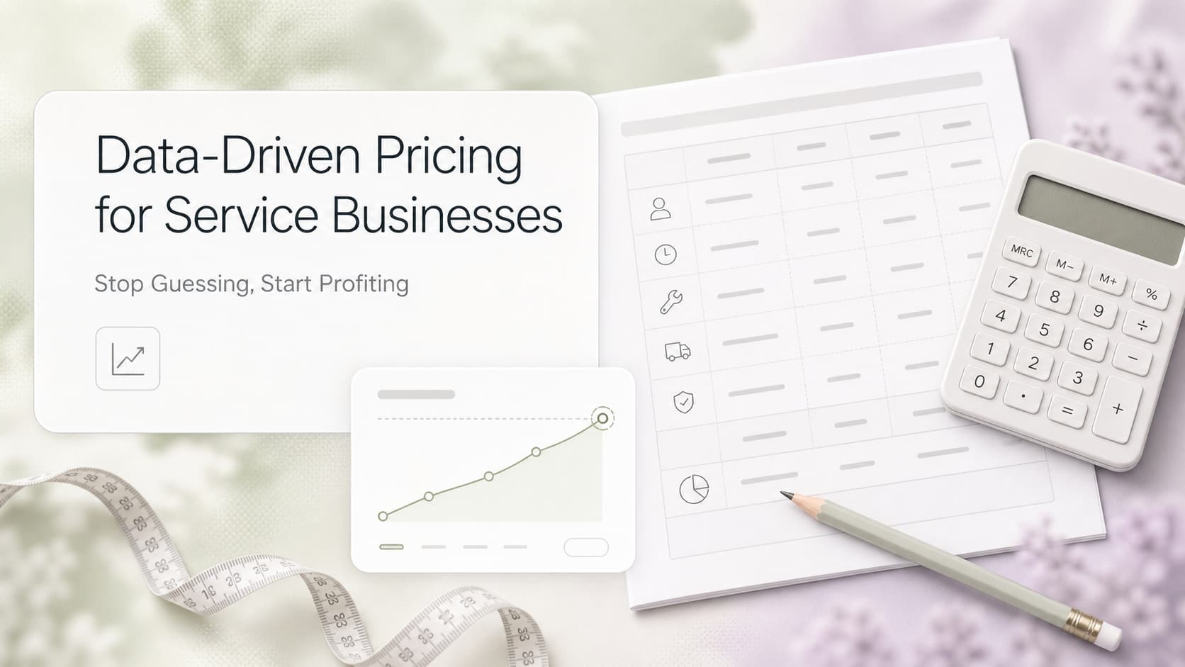 Job cost inputs arranged around a set of reviewable service pricing tiers