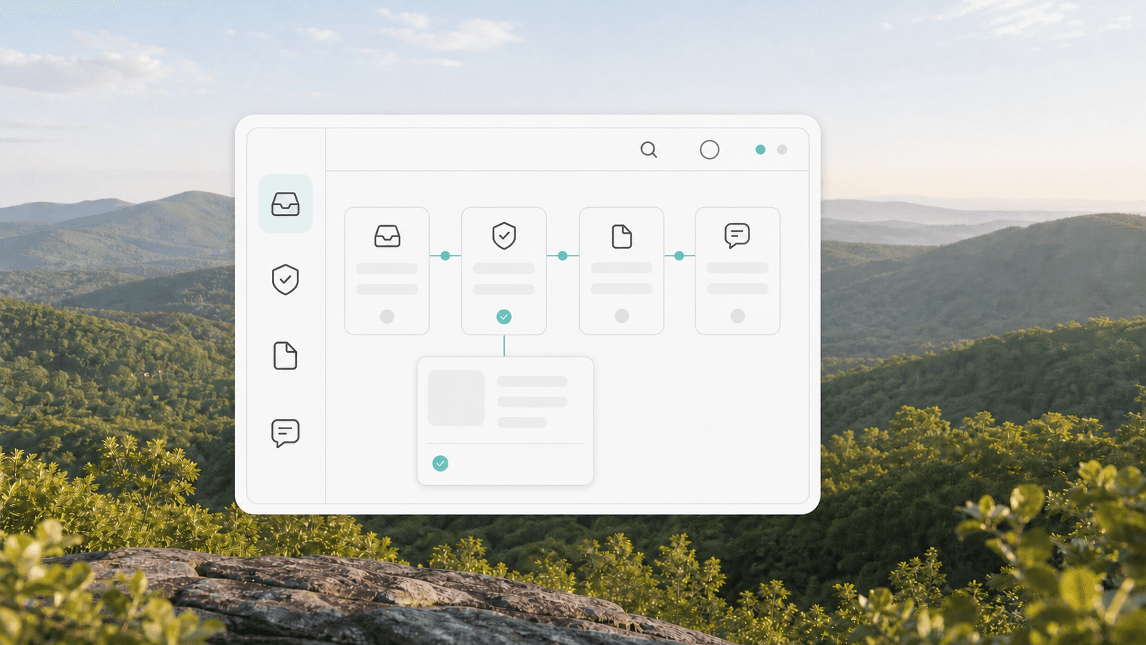 Healthcare operations workspace for intake, human review, reporting, and patient communication over Tennessee foothills