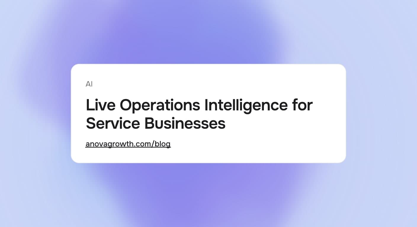 Live operations intelligence dashboard showing real-time service business metrics