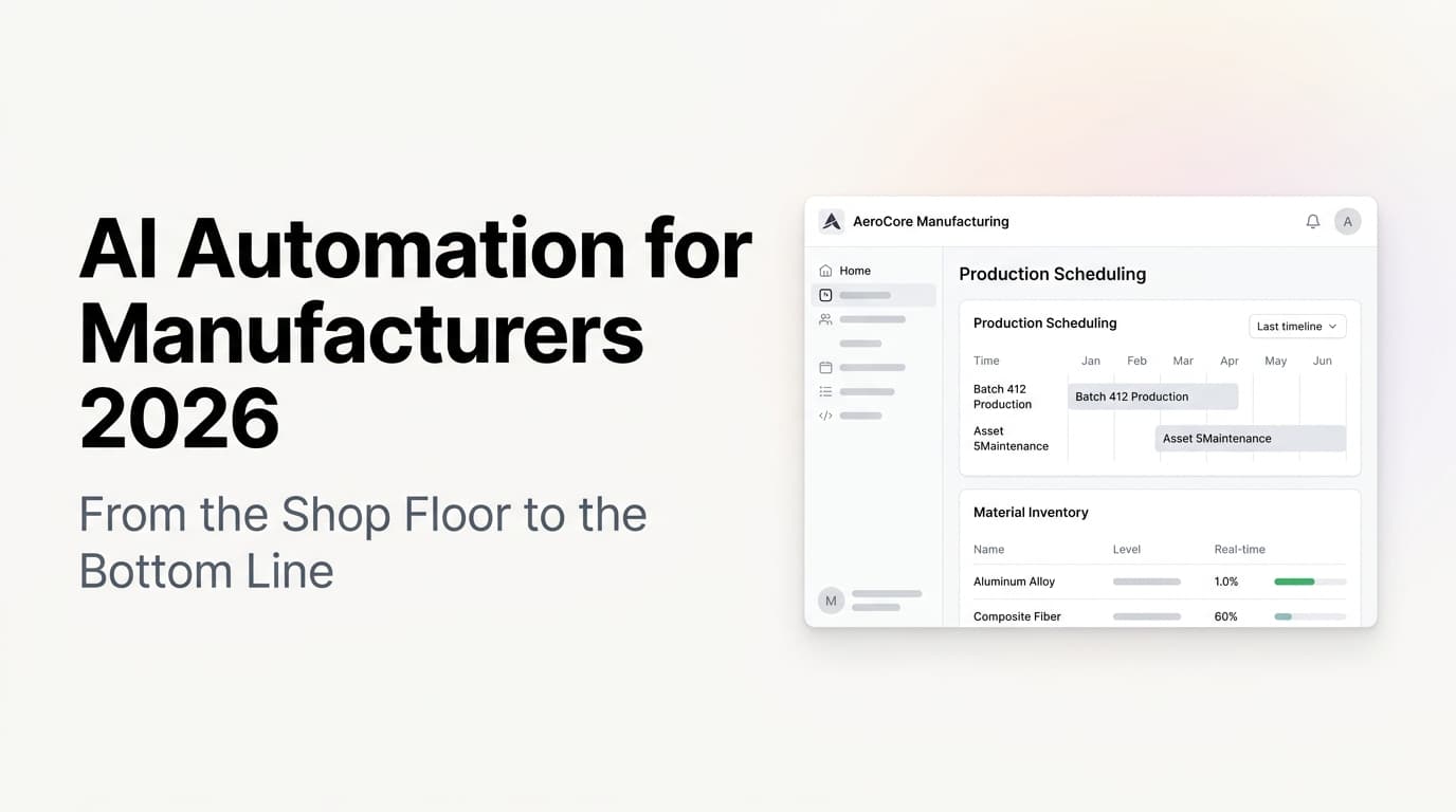 Abstract illustration of AI-powered manufacturing operations with connected systems and data streams