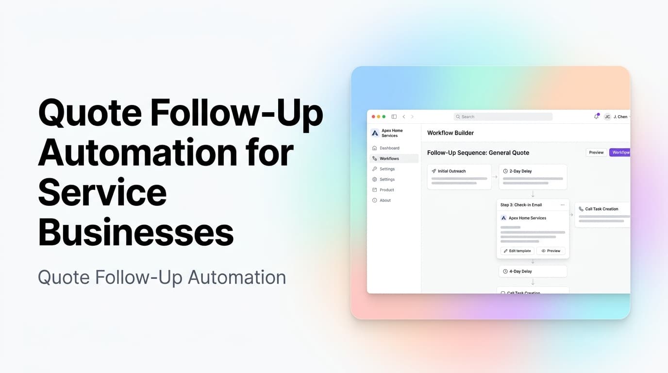 Quote follow-up automation dashboard with estimates, reminders, and CRM reply routing
