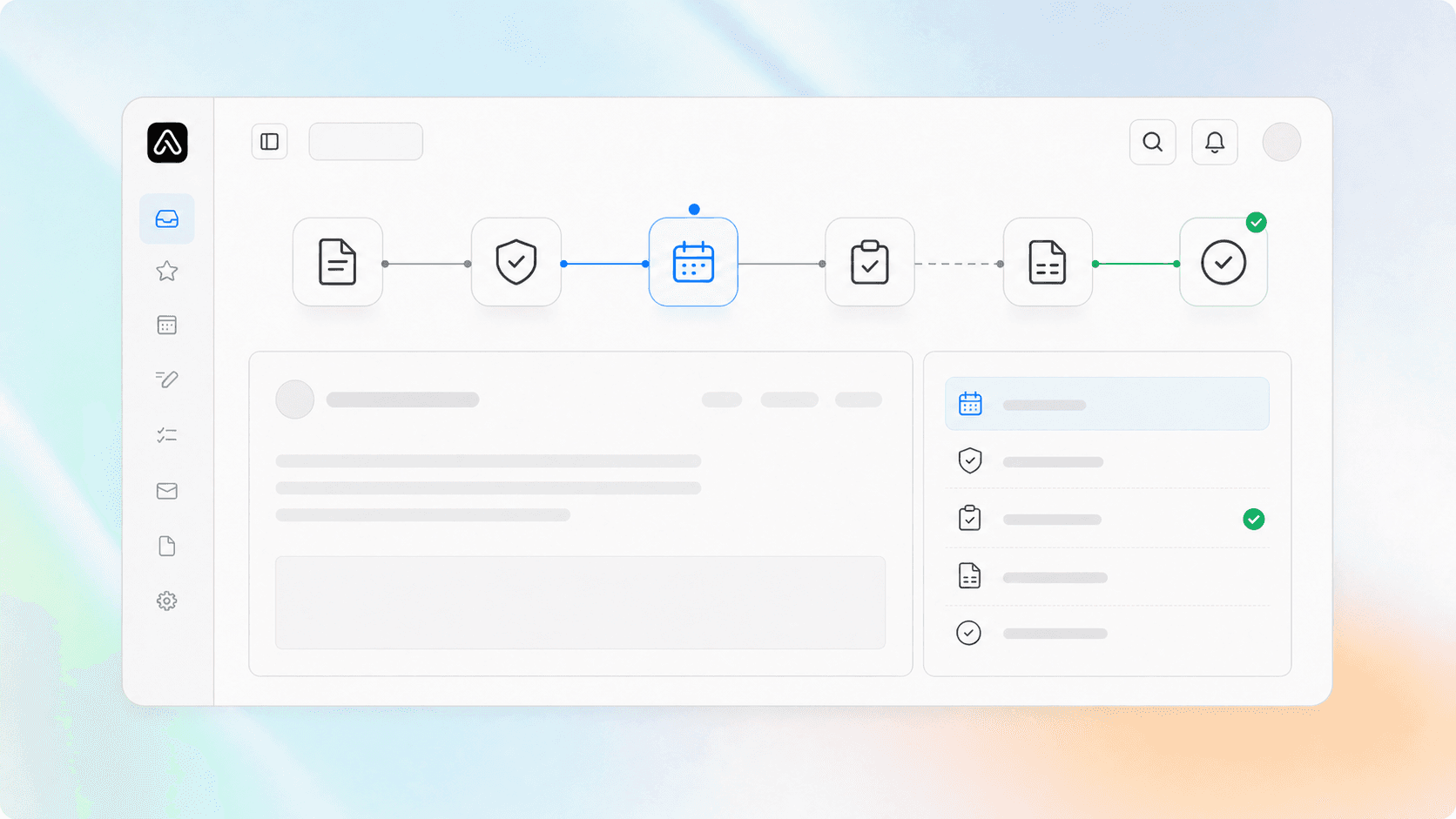 Estimate, approval, scheduling, completion, and payment stages connected in one workflow