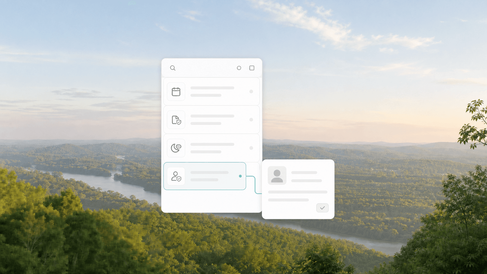 Patient inquiry triage and human review workspace over a North Georgia river valley