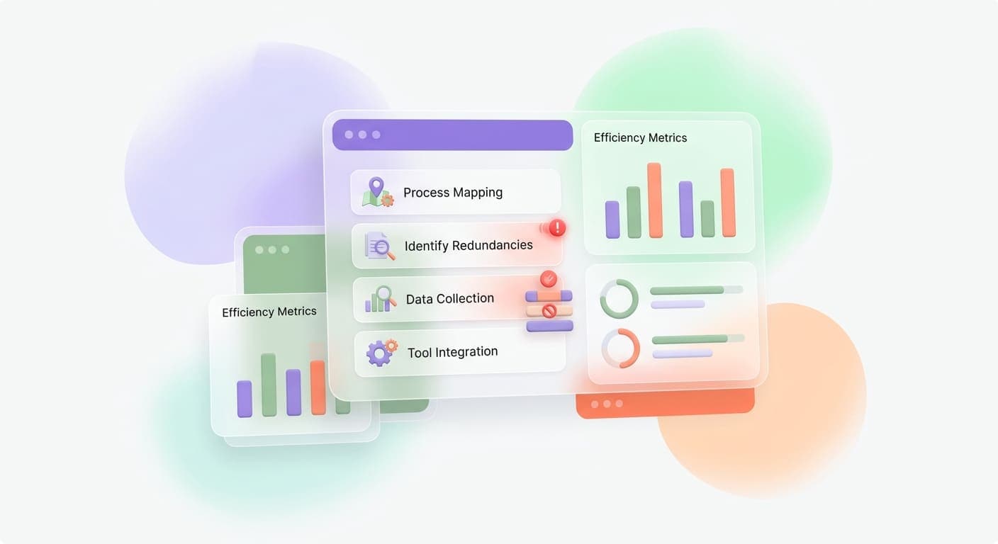 Workflow audit dashboard with automation steps and process mapping