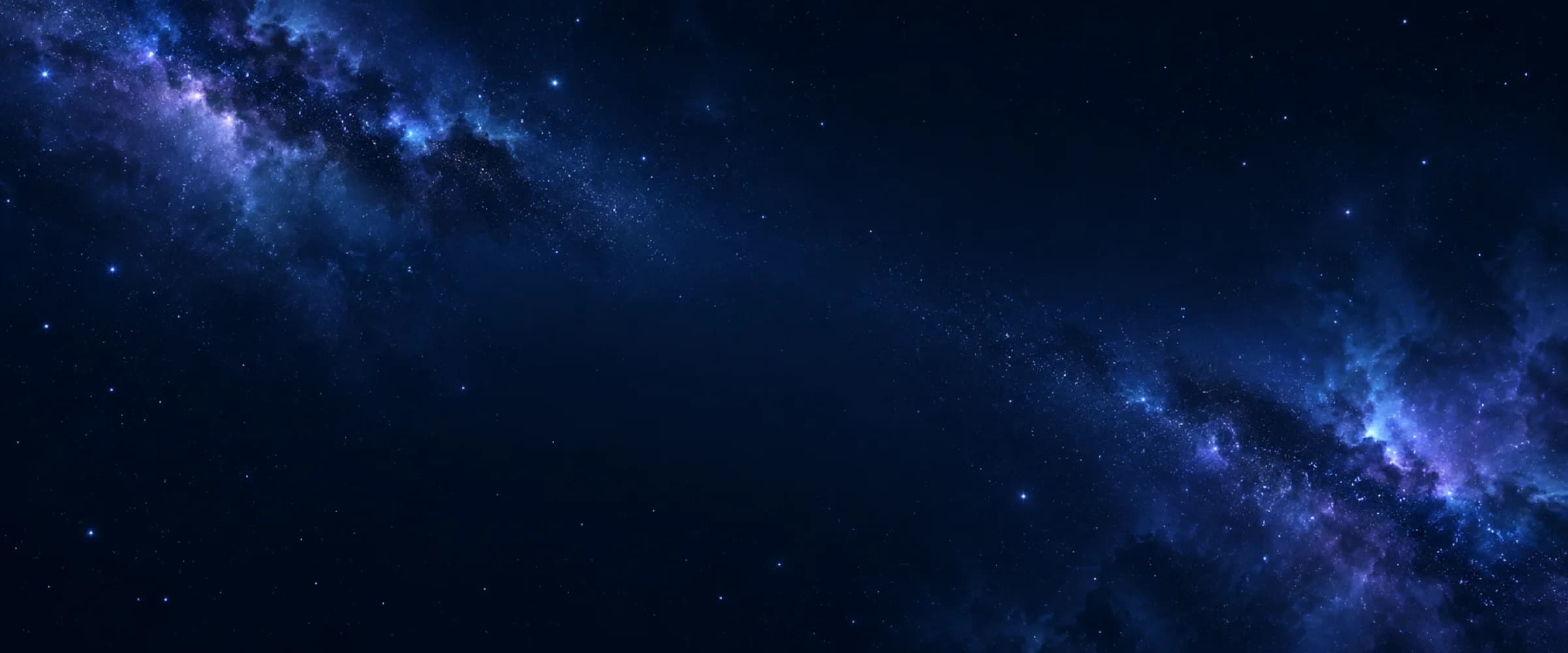 A quiet deep-blue night sky with a soft band of stars and faint cool nebula haze.