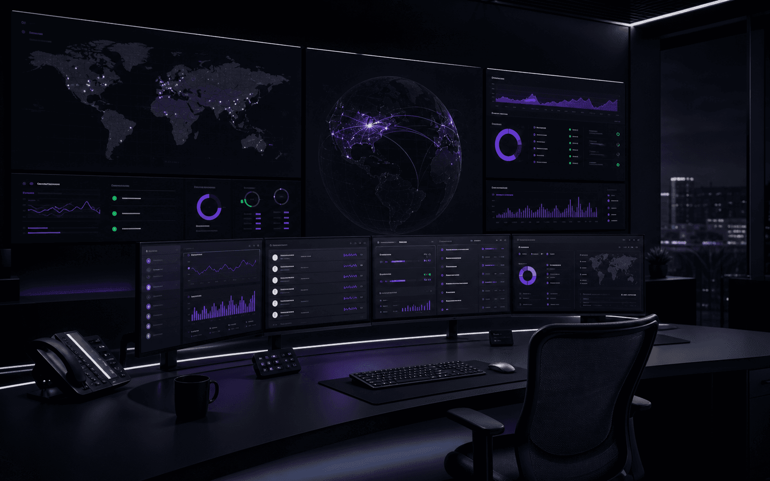 AI operations command center monitoring global business activity