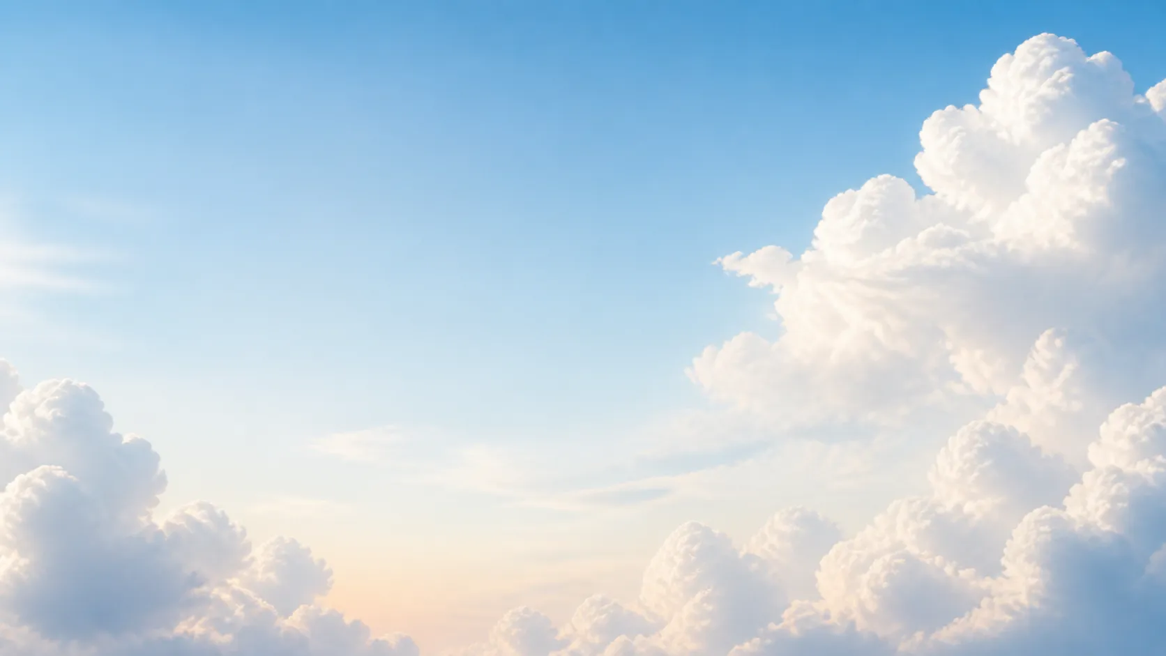 Bright painted sky with soft clouds.