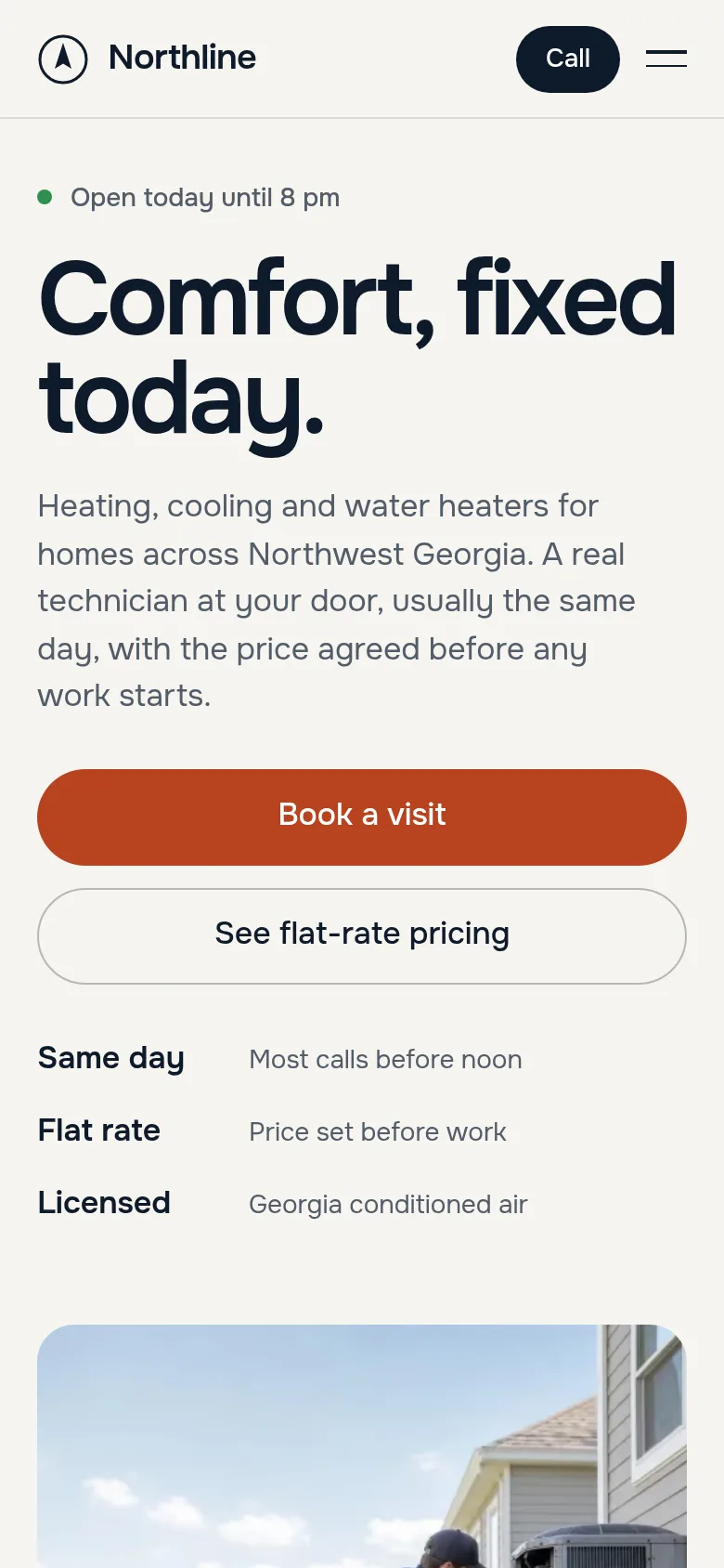 Northline, a home services concept website, shown on a phone.