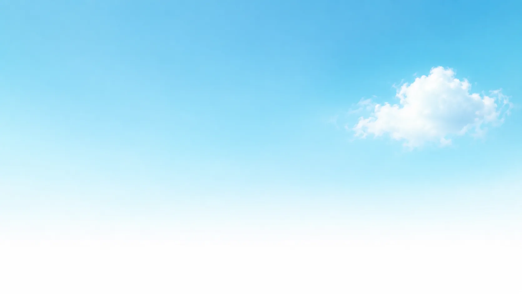 A near-seamless mint-to-white sky with one small, soft cloud off to the right.